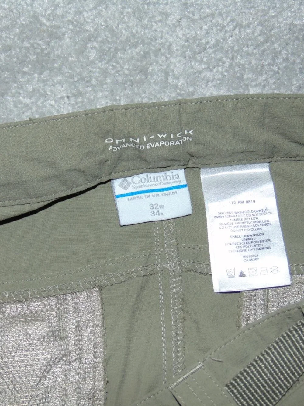 Columbia Silver Ridge II Convertible Men Pant 32X34 Green Omni-Wick